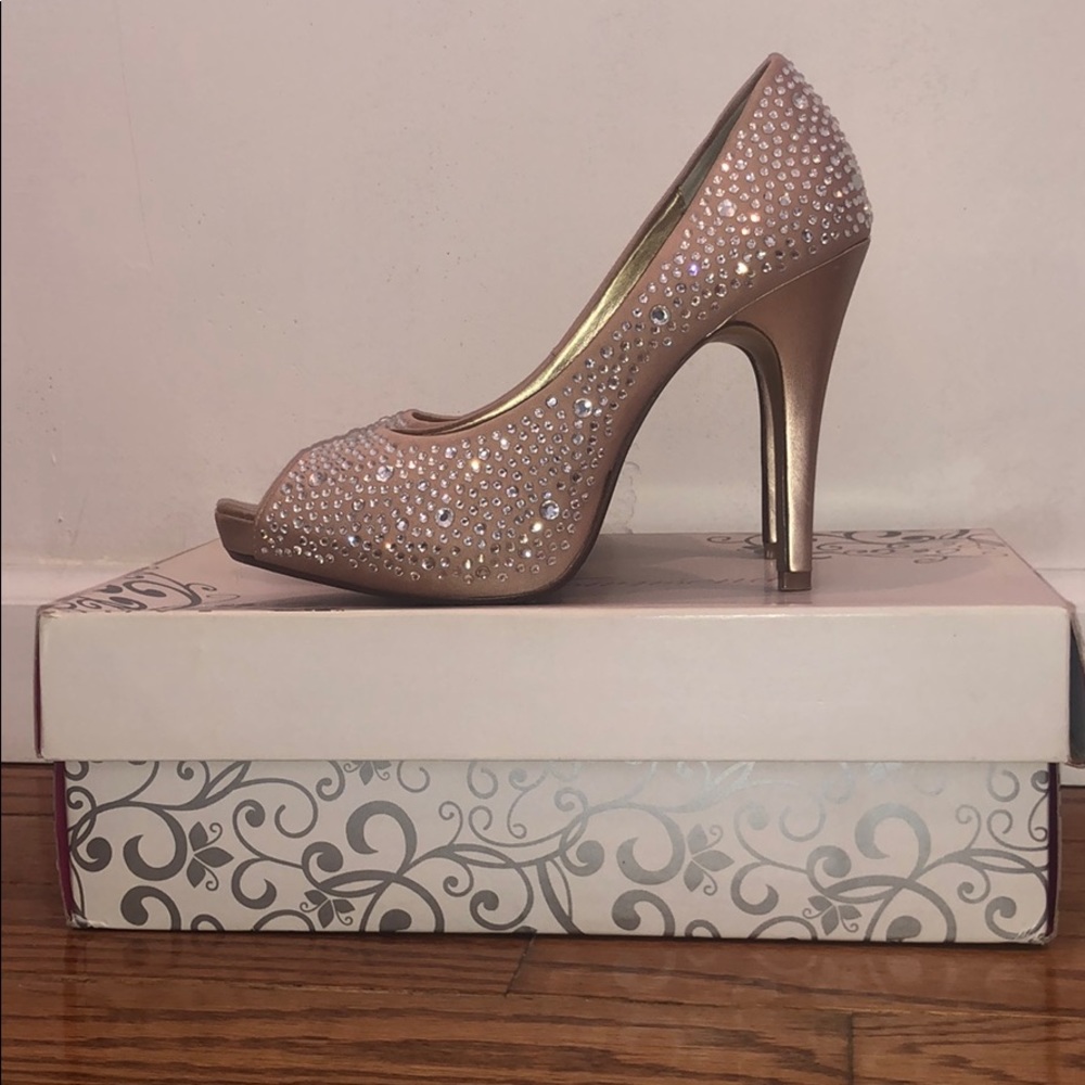 Dressy Rhinestone Rose Pink Open Toe Shoes